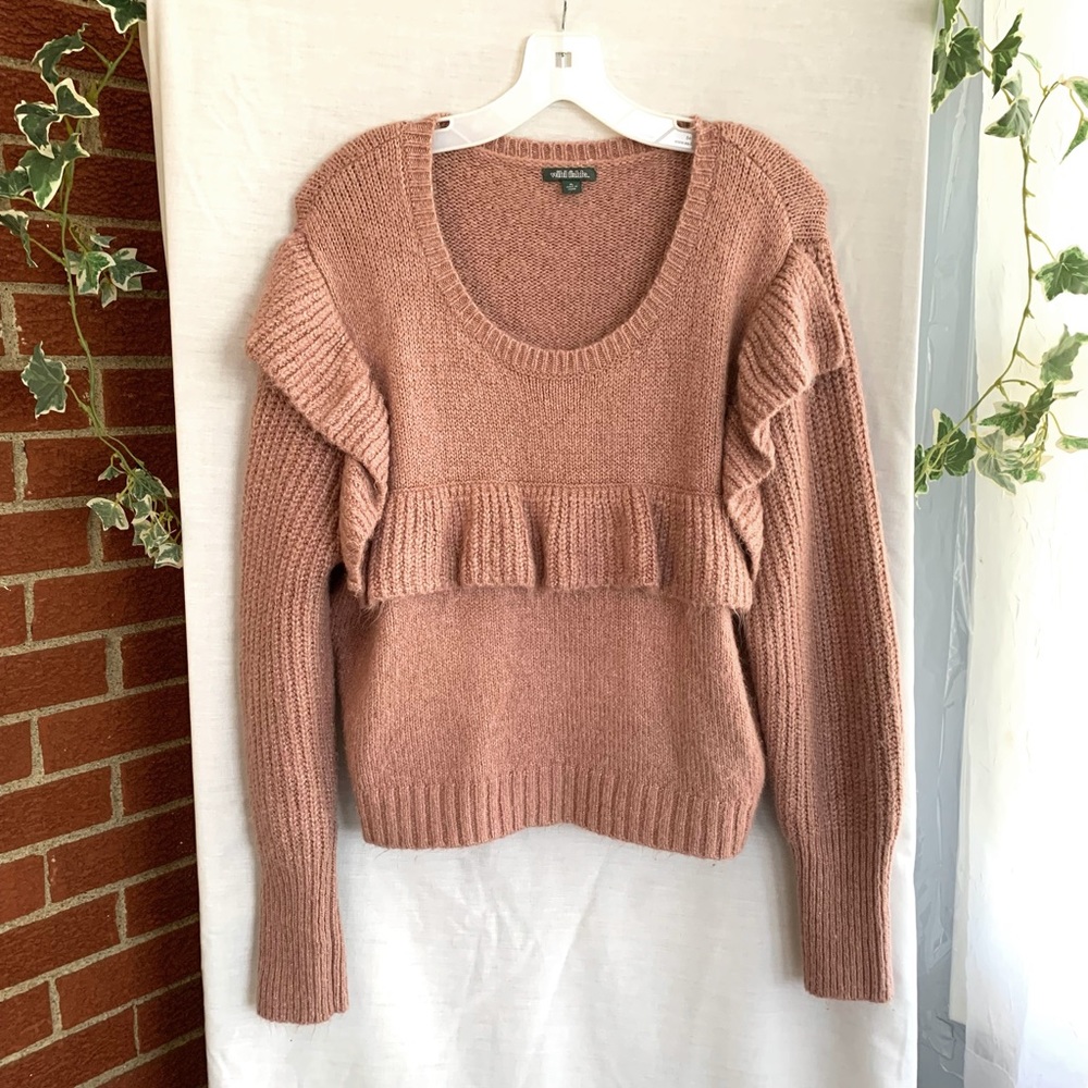 Wild Fable | Ruffle Bib Sweater Pink XL